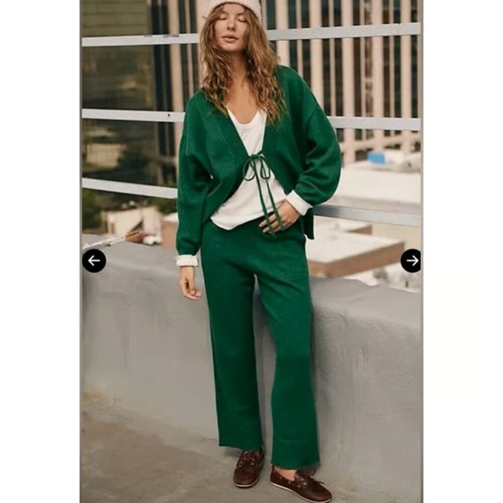 Free People Solar Cardigan Sweater Set Green